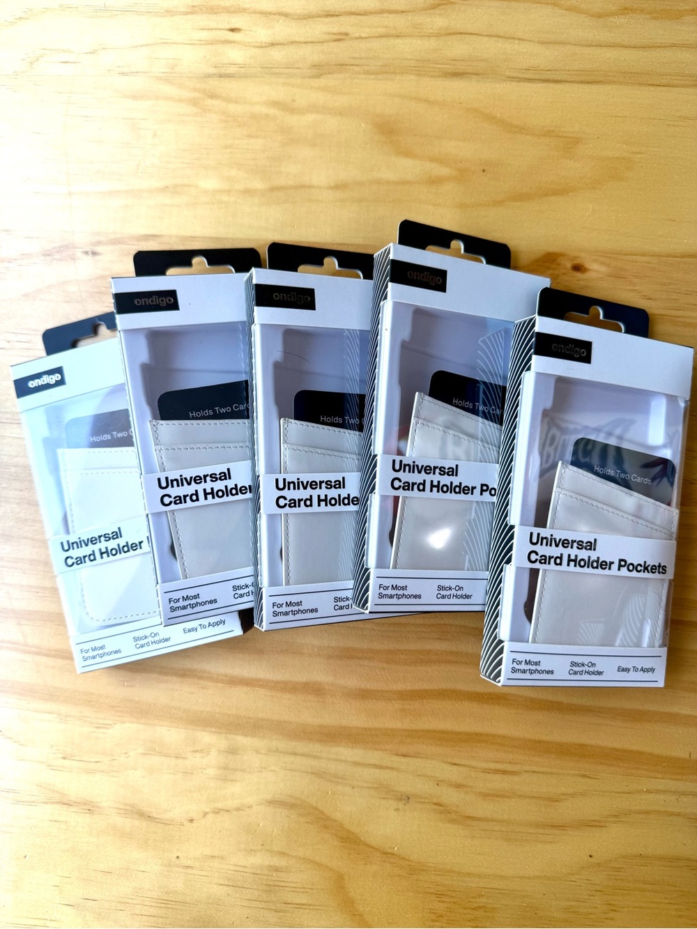 5 pack Ondigo Universal Cell Phone Card Holder Pockets - White